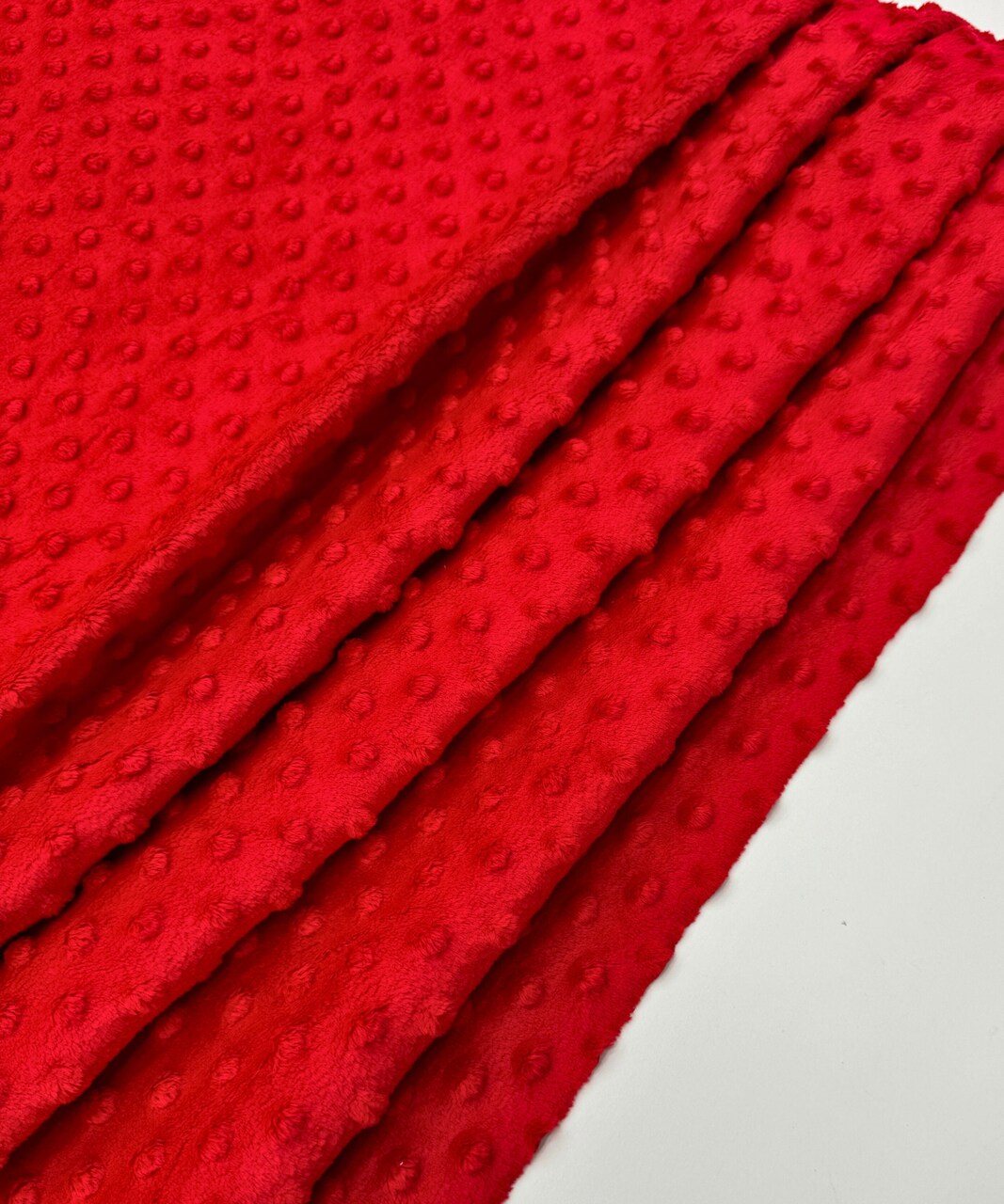 Red Minky Dot Fabric by the Yard, 60" Wide Ultra-Soft Plush Minky Fabric for Baby Blankets, Nursery Decor, Plush Toys & Sewing